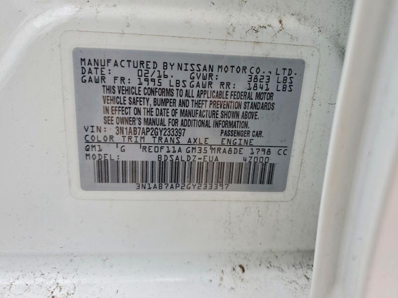 Aukcja sprzedaży 2016 Nissan Sentra, vin: 3N1AB7AP2GY233397, numer aukcji: 54610746