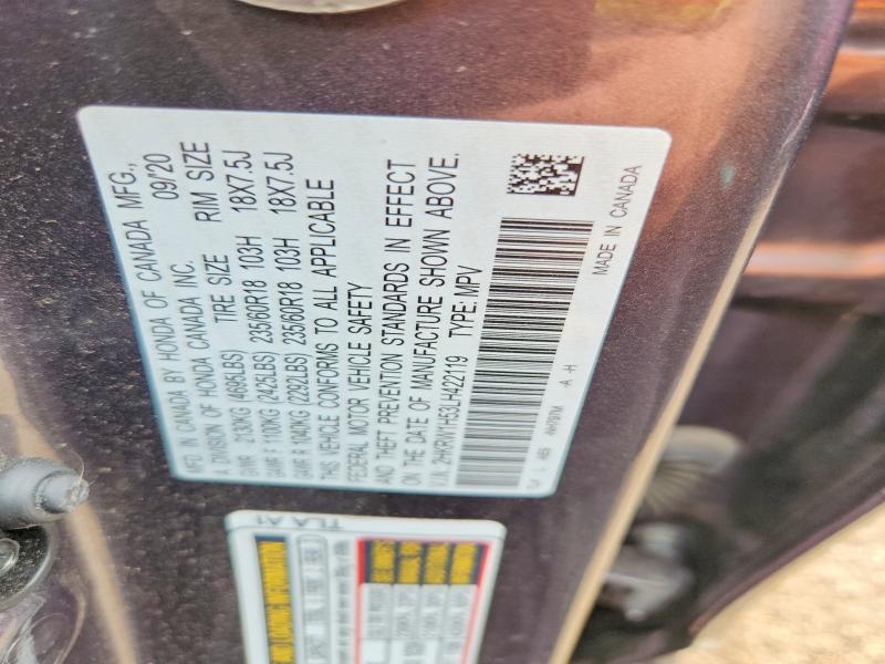 Продаж на аукціоні авто 2020 Honda Cr-v, vin: 2HKRW1H53LH422119, номер лоту: 54001906