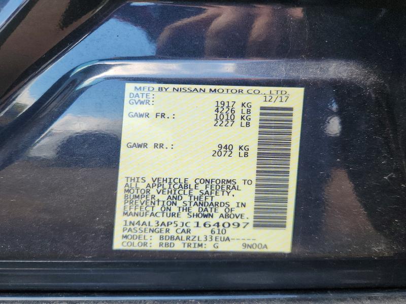 53623216 :رقم المزاد ، 1N4AL3AP5JC164097 vin ، 2018 Nissan Altima مزاد بيع