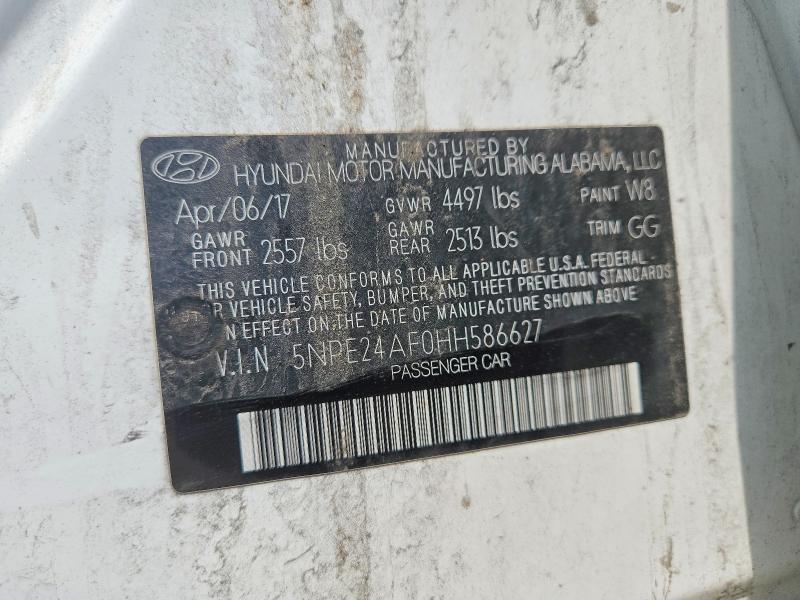2017 Hyundai Sonata მანქანა იყიდება აუქციონზე, vin: 5NPE24AF0HH586627, აუქციონის ნომერი: 53968306