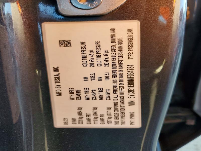 Продажа на аукционе авто 2021 Tesla Model 3, vin: 5YJ3E1EB0MF034784, номер лота: 53789526