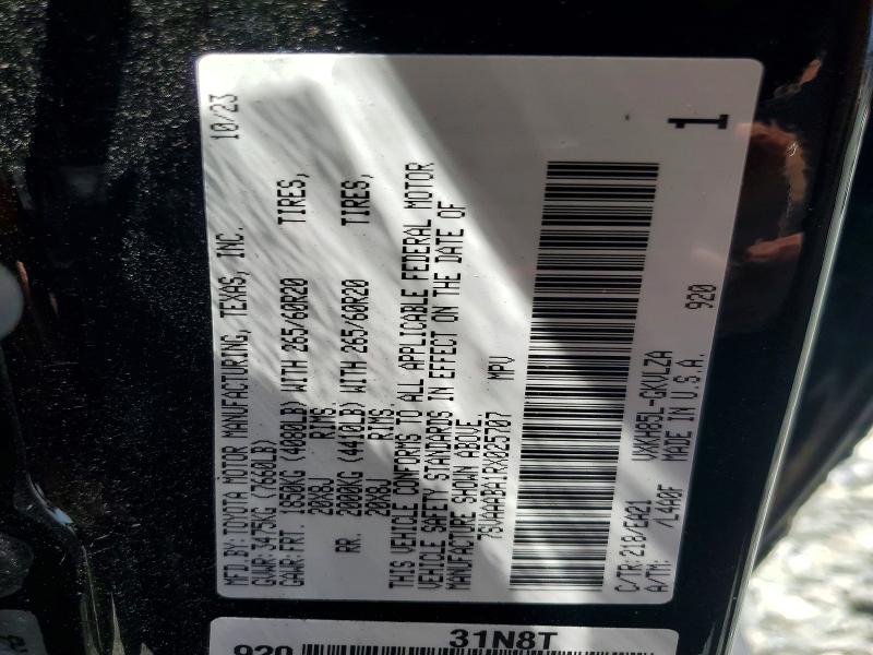 54140136 :رقم المزاد ، 7SVAAABA1RX025707 vin ، 2024 Toyota Sequoia مزاد بيع