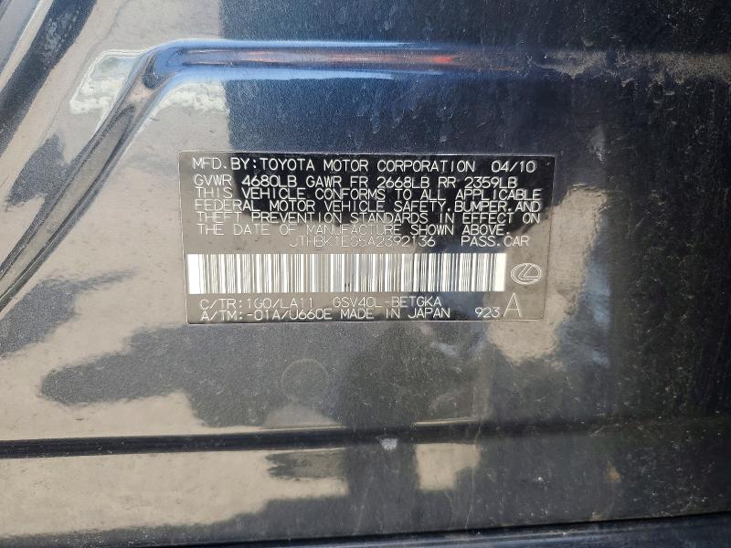 Продаж на аукціоні авто 2010 Lexus Es, vin: JTHBK1EG5A2392136, номер лоту: 51301906