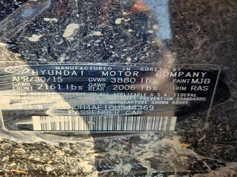2016 Hyundai Elantra მანქანა იყიდება აუქციონზე, vin: KMHDH4AE1GU544369, აუქციონის ნომერი: 53388786