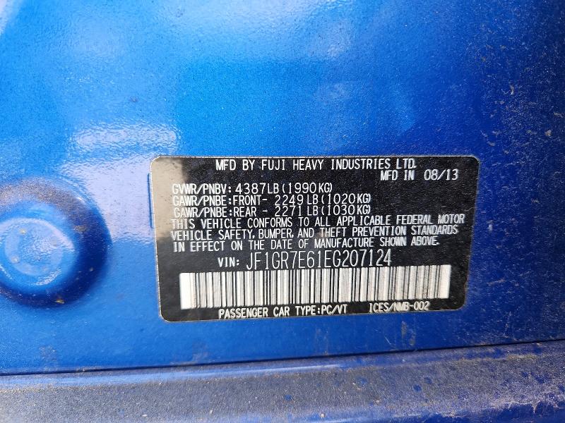 Aukcja sprzedaży 2014 Subaru Impreza, vin: JF1GR7E61EG207124, numer aukcji: 46227306
