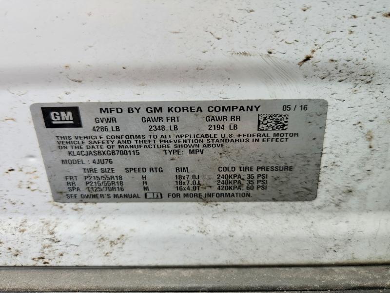 Продажа на аукционе авто 2016 Buick Encore, vin: KL4CJASBXGB700115, номер лота: 52686366