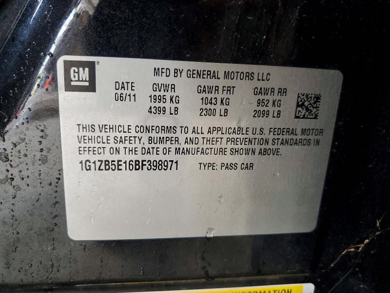 Aukcja sprzedaży 2011 Chevrolet Malibu, vin: 1G1ZB5E16BF398971, numer aukcji: 54314476