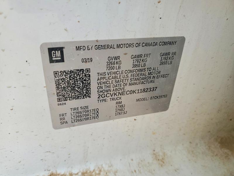 54272076 :رقم المزاد ، 2GCVKNEC0K1182337 vin ، 2019 Chevrolet Silverado Ld مزاد بيع
