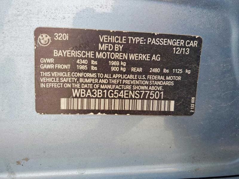 52770116 :رقم المزاد ، WBA3B1G54ENS77501 vin ، 2014 Bmw 320 مزاد بيع