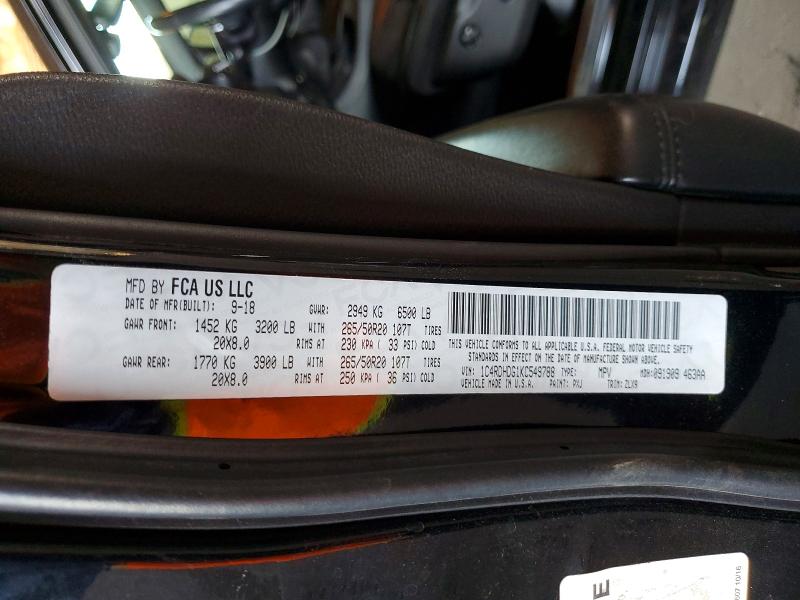 Продаж на аукціоні авто 2019 Dodge Durango, vin: 1C4RDHDG1KC549788, номер лоту: 52760496