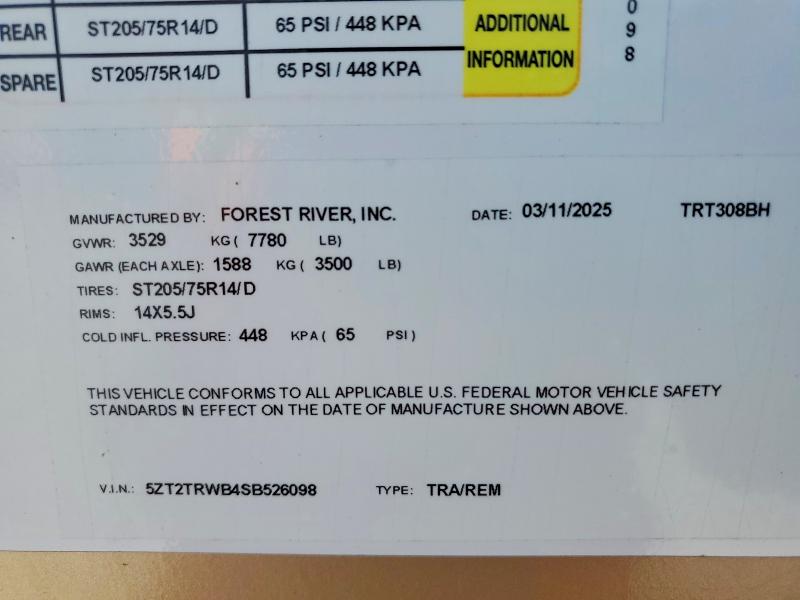 Продажа на аукционе авто 2025 Foresriver Tracer, vin: 5ZT2TRWB4SB526098, номер лота: 55178446