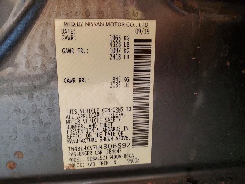 Auction sale of the 2020 Nissan Altima, vin: 1N4BL4CV7LN306592, lot number: 51888646