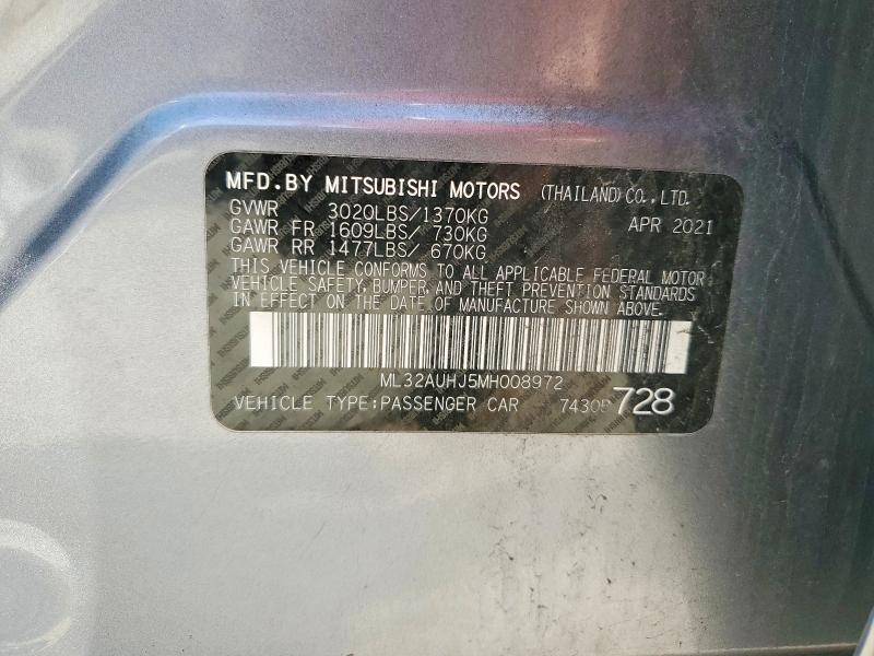 Продажа на аукционе авто 2021 Mitsubishi Mirage, vin: ML32AUHJ5MH008972, номер лота: 54788066