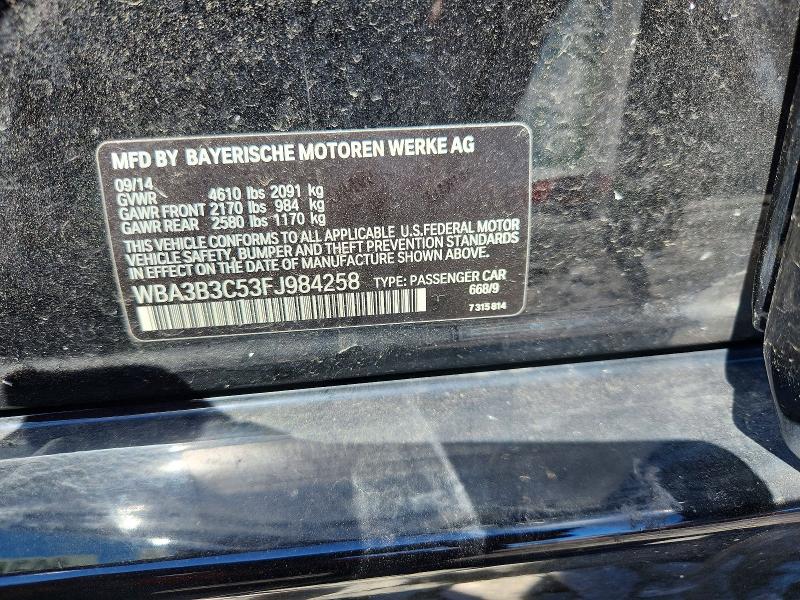 2015 Bmw 328 მანქანა იყიდება აუქციონზე, vin: WBA3B3C53FJ984258, აუქციონის ნომერი: 52584506
