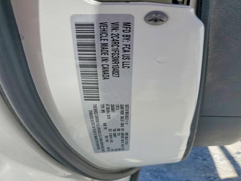 2022 Chrysler Pacifica მანქანა იყიდება აუქციონზე, vin: 2C4RC1FG3NR104827, აუქციონის ნომერი: 52298976
