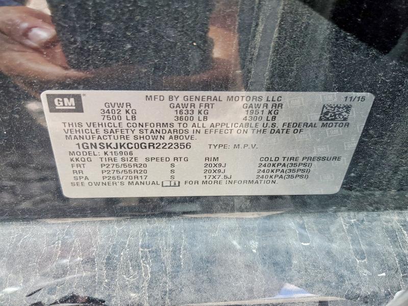 Продажа на аукционе авто 2016 Chevrolet Suburban, vin: 1GNSKJKC0GR222356, номер лота: 52751936
