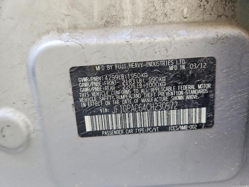 Продажа на аукционе авто 2012 Subaru Impreza, vin: JF1GPAC64CH230572, номер лота: 54125076