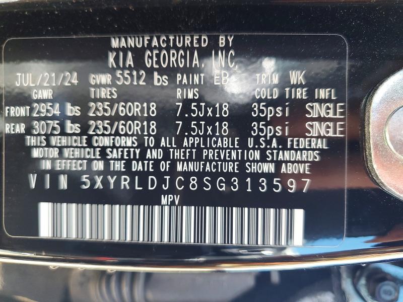 53394486 :رقم المزاد ، 5XYRLDJC8SG313597 vin ، 2025 Kia Sorento مزاد بيع