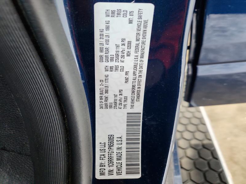 2023 Ram 1500 მანქანა იყიდება აუქციონზე, vin: 1C6RRFFG1PN560859, აუქციონის ნომერი: 50896276