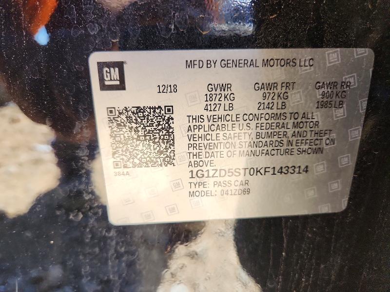 53783516 :رقم المزاد ، 1G1ZD5ST0KF143314 vin ، 2019 Chevrolet Malibu مزاد بيع