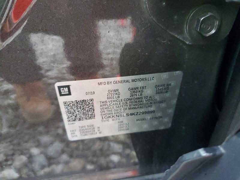 53170816 :رقم المزاد ، 1GKKNSLS4KZ299899 vin ، 2019 Gmc Acadia مزاد بيع