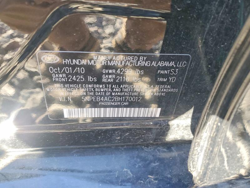 52141956 :رقم المزاد ، 5NPEB4AC2BH170012 vin ، 2011 Hyundai Sonata مزاد بيع