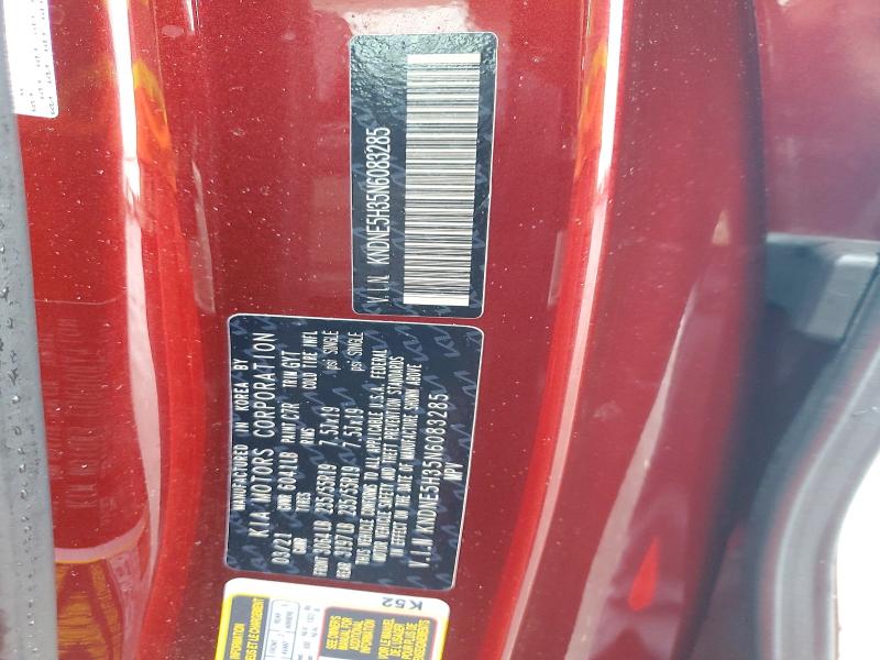 54252666 :رقم المزاد ، KNDNE5H35N6083285 vin ، 2022 Kia Carnival مزاد بيع