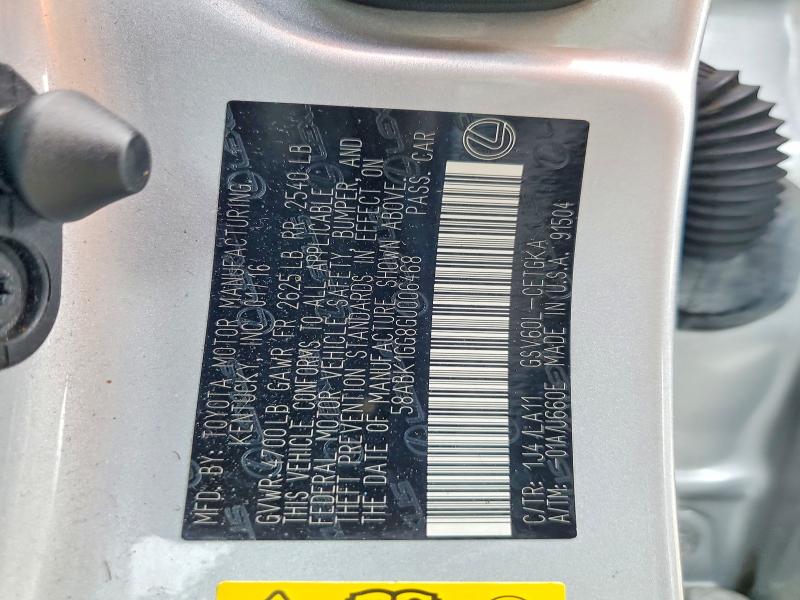 Продаж на аукціоні авто 2016 Lexus Es, vin: 58ABK1GG8GU006468, номер лоту: 52411066