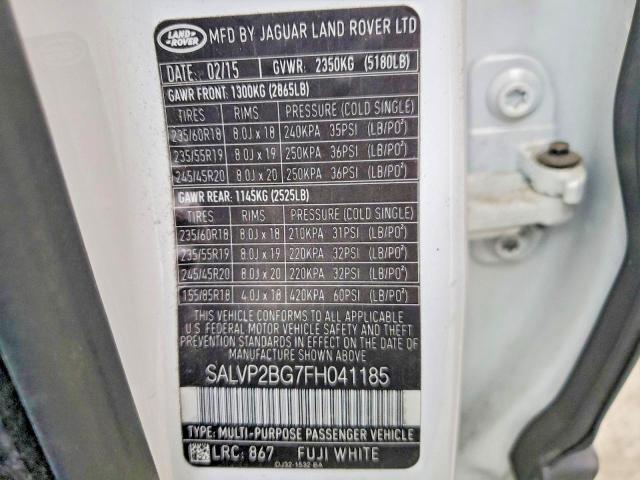 Продажа на аукционе авто 2015 Land Rover Range Rover Evoque, vin: SALVP2BG7FH041185, номер лота: 52084686