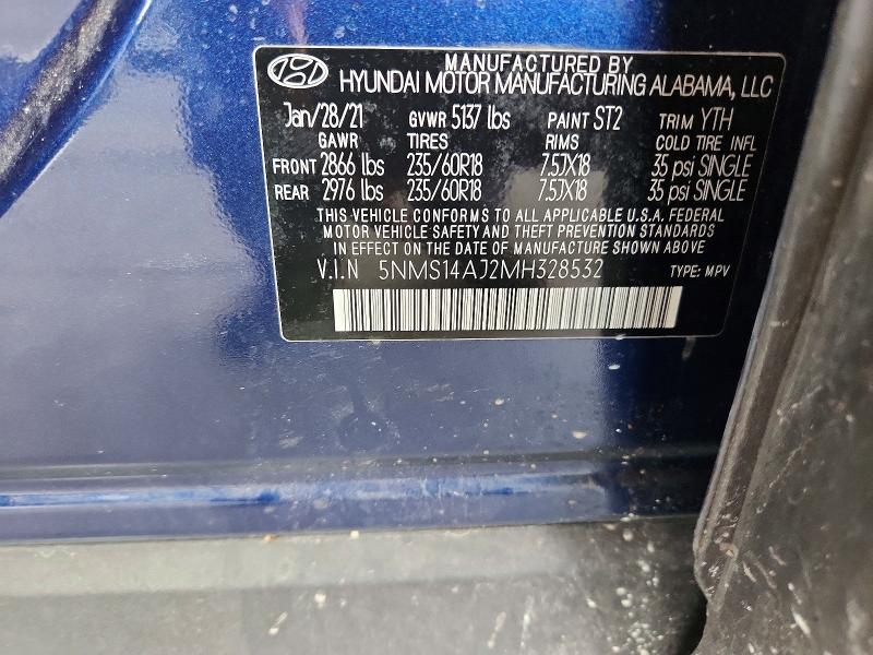 Aukcja sprzedaży 2021 Hyundai Santa Fe, vin: 5NMS14AJ2MH328532, numer aukcji: 55333156