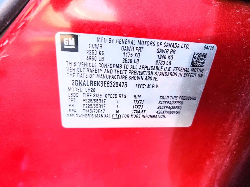 Продаж на аукціоні авто 2014 Gmc Terrain, vin: 2GKALREK3E6325478, номер лоту: 52743706