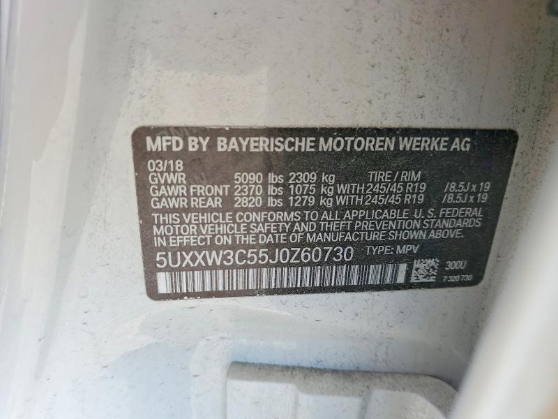 52983536 :رقم المزاد ، 5UXXW3C55J0Z60730 vin ، 2018 Bmw X4 مزاد بيع