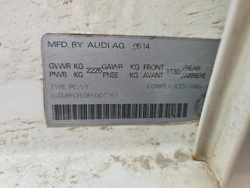 52818716 :رقم المزاد ، WAUFFCFL0FN001167 vin ، 2015 Audi A4 مزاد بيع