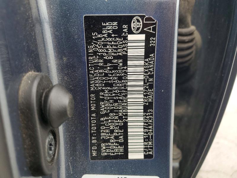 Aukcja sprzedaży 2015 Toyota Corolla, vin: 2T1BURHE1FC360734, numer aukcji: 54402256