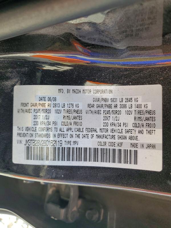54760726 :رقم المزاد ، JM3TB28V280162119 vin ، 2008 Mazda Cx-9 مزاد بيع