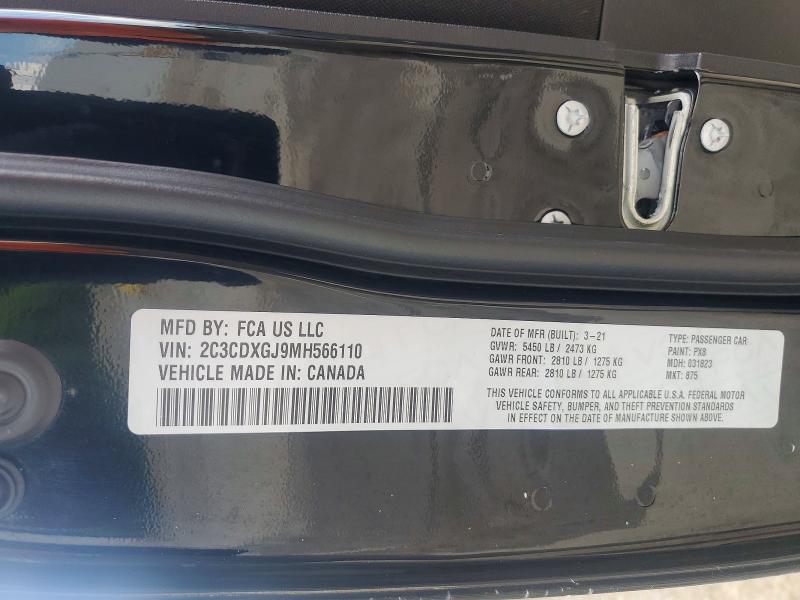 54756206 :رقم المزاد ، 2C3CDXGJ9MH566110 vin ، 2021 Dodge Charger مزاد بيع