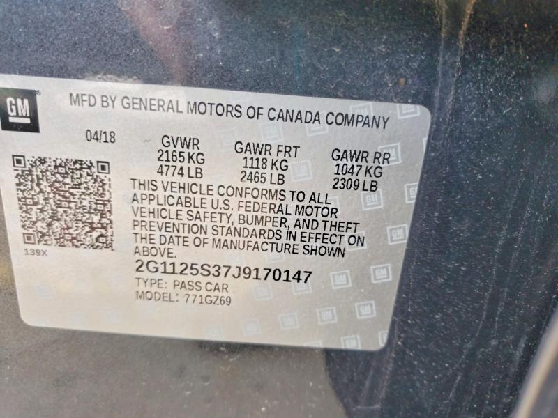 2018 Chevrolet Impala მანქანა იყიდება აუქციონზე, vin: 2G1125S37J9170147, აუქციონის ნომერი: 52050526