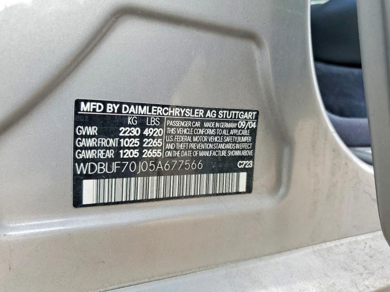 Aukcja sprzedaży 2005 Mercedes-benz E, vin: WDBUF70J05A677566, numer aukcji: 53545306
