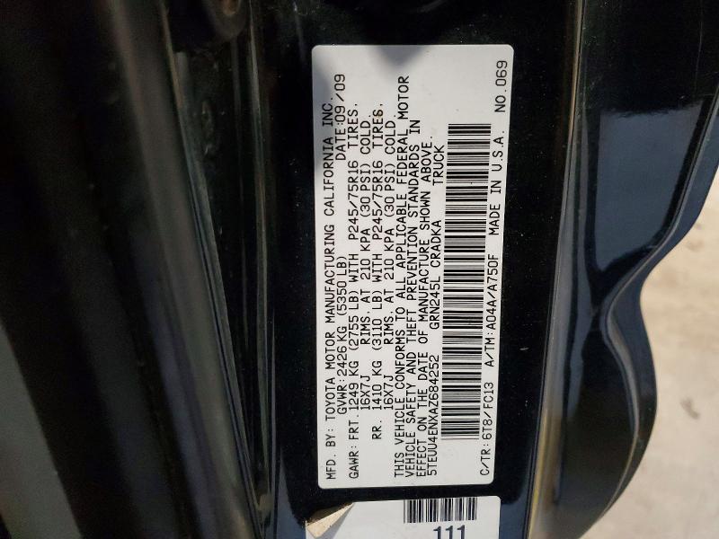 52588966 :رقم المزاد ، 5TEUU4ENXAZ684252 vin ، 2010 Toyota Tacoma مزاد بيع