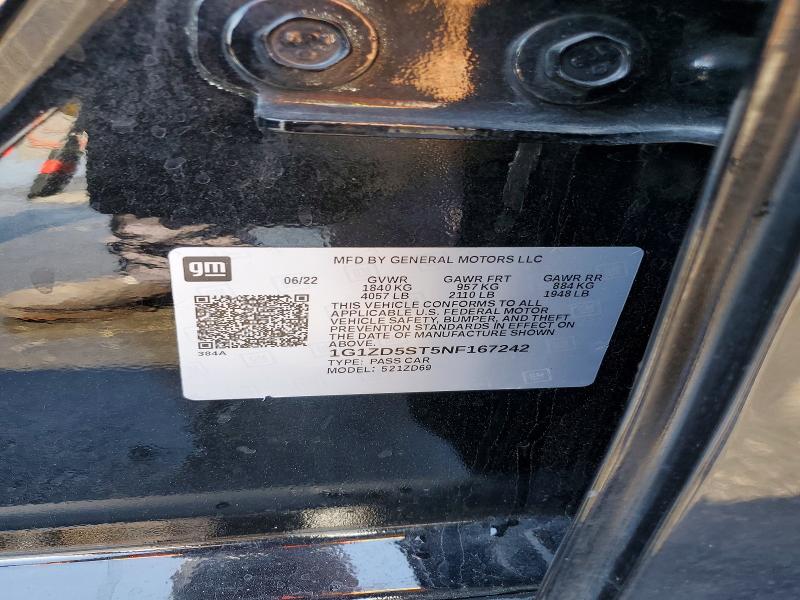 54869126 :رقم المزاد ، 1G1ZD5ST5NF167242 vin ، 2022 Chevrolet Malibu مزاد بيع