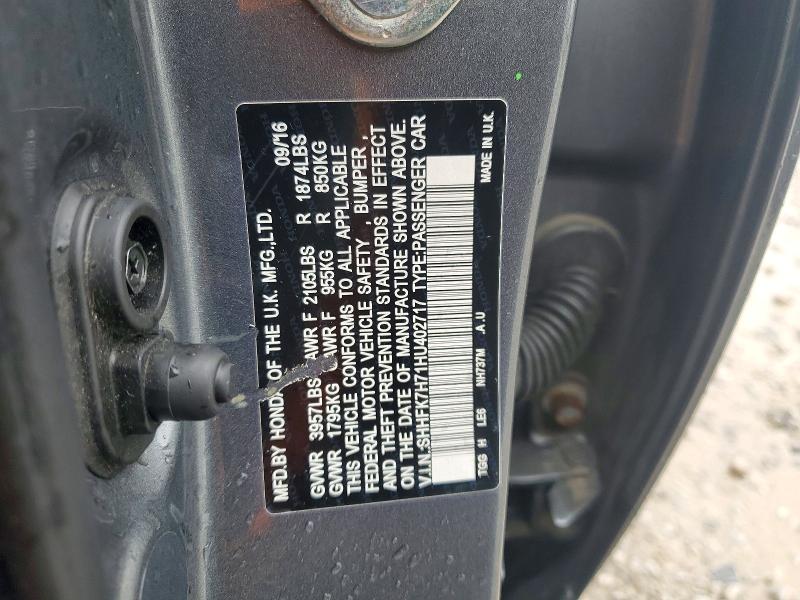 2017 Honda Civic მანქანა იყიდება აუქციონზე, vin: SHHFK7H71HU402717, აუქციონის ნომერი: 54306916