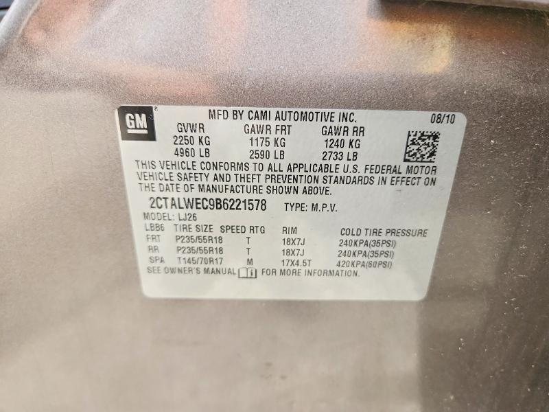 Aukcja sprzedaży 2011 Gmc Terrain, vin: 2CTALWEC9B6221578, numer aukcji: 54421256