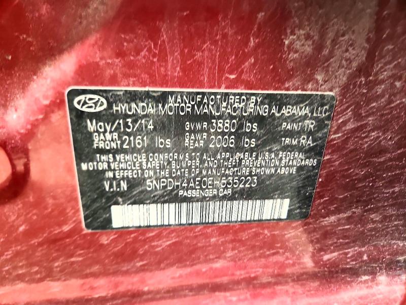 Продажа на аукционе авто 2014 Hyundai Elantra, vin: 5NPDH4AE0EH535223, номер лота: 52312976