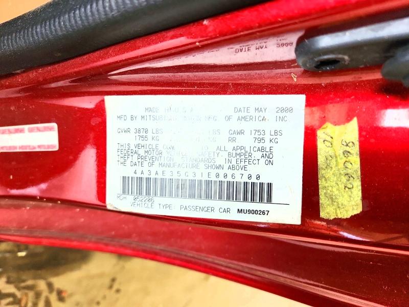 Продаж на аукціоні авто 2001 Mitsubishi Eclipse, vin: 4A3AE35G31E006700, номер лоту: 54314606