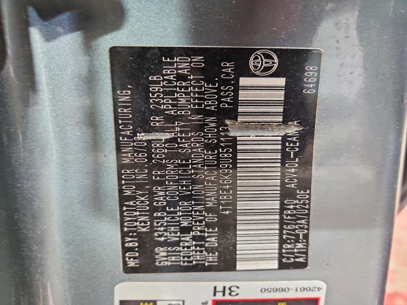 2009 Toyota Camry მანქანა იყიდება აუქციონზე, vin: 4T1BE46K99U851113, აუქციონის ნომერი: 52989586