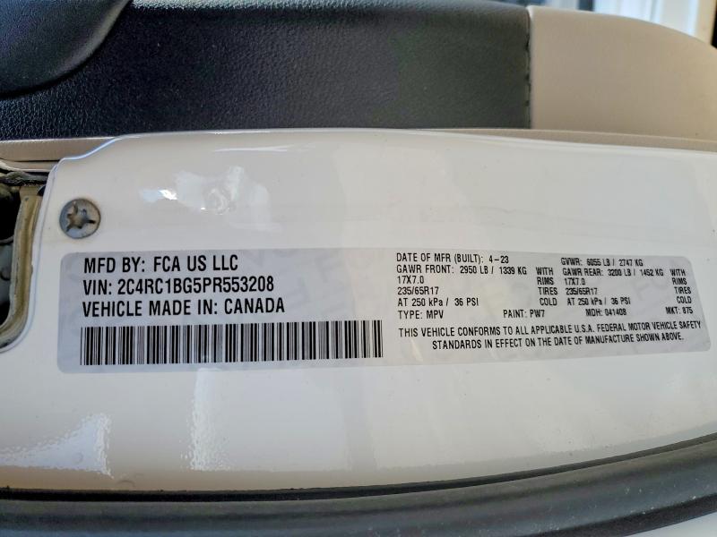 53806806 :رقم المزاد ، 2C4RC1BG5PR553208 vin ، 2023 Chrysler Pacifica مزاد بيع