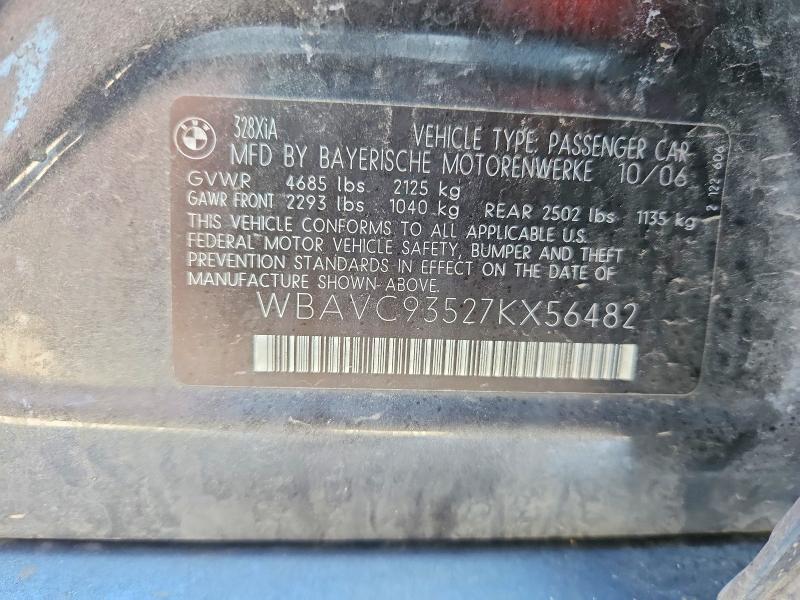 53072696 :رقم المزاد ، WBAVC93527KX56482 vin ، 2007 Bmw 328 مزاد بيع