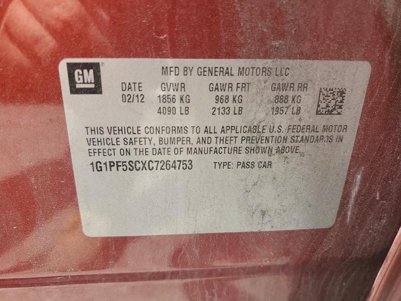 Продаж на аукціоні авто 2012 Chevrolet Cruze, vin: 1G1PF5SCXC7264753, номер лоту: 54677036