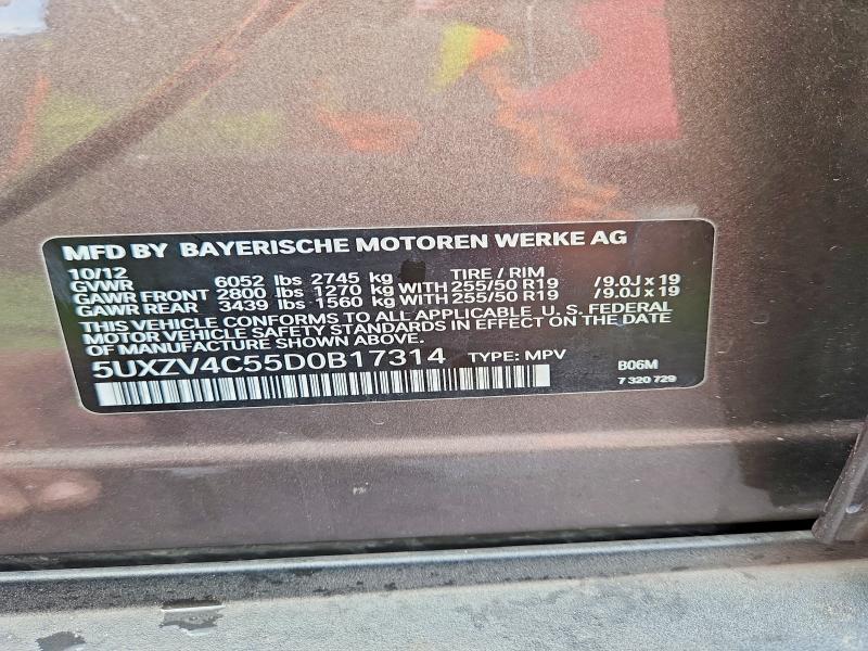 54924916 :رقم المزاد ، 5UXZV4C55D0B17314 vin ، 2013 Bmw X5 مزاد بيع