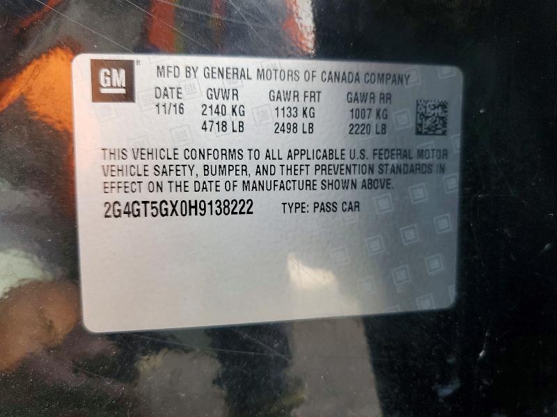 Auction sale of the 2017 Buick Regal, vin: 2G4GT5GX0H9138222, lot number: 53665486